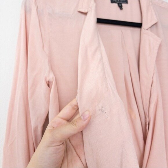 rag & bone Dean Drape Front Blouse Shirt S Dusty Rose Twist Faux Wrap - Picture 9 of 13